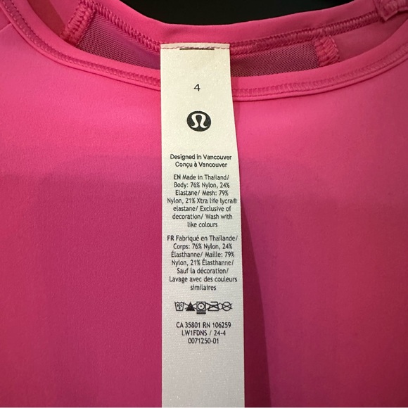 NWT - Lululemon Sculpt Cropped Tank Pink Size 4 - Picture 6 of 6